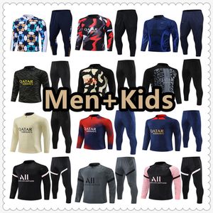 22 23 24 Psges Tracksuit Soccer Jersey Shirt Mbappe Football Jerseys Training Suit Jacket Set 22 2023 2024 Chandal Futbol Survetement Foot Maillot De Men Kids Kit