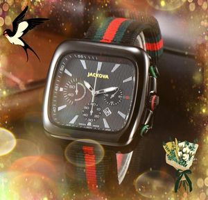큰 다이얼 스켈레톤 디자이너 자동 데이트 남성 시계 럭셔리 패션 남성 패브릭 가죽 스트랩 쿼츠 운동 시계 원래 걸쇠 아날로그 캐주얼 손목 시계 선물