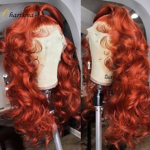 Perukar 13x4 Ginger Body Wave Wig Brasilianskt mänskligt hår PRECLED SOTALLA PERIGSPROUS TRANSPARENT SYNTETISK HÅR