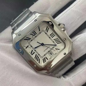 새로운 The Square 시계 40mm 스테인리스 스틸 기계식 손목 시계 케이스 및 팔찌 패션 남성 시계 시계 Luminous Wrist Watch207k