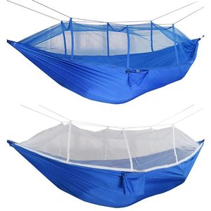 Hammocks 12 Colors 260*140cm Hammock With Mosquito Net Outdoor Parachute Hammock Field Camping Tent Garden Camping Swing Hanging Bed BH1746