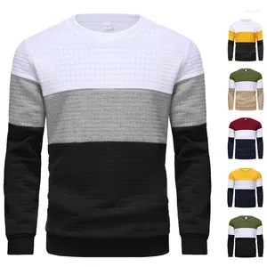 Hoodies masculinos bloco de cores waffle crewneck moletom atacado esportes pulôver sweatshirts retalhos suor camisas moletom masculino