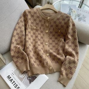 Women's Knits 2023 Buttons Fashion Loose Tops Printing Knitwear Autumn Winter Thin Long Sleeve Temperament Sweaters Clothing