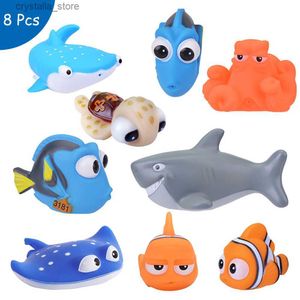 Baby Bath Toys Finding Nemo Dory Float Spray Water Squeeze Toys Soft Rubber Bathroom Play Animals children Bath Clownfish Toy L230518