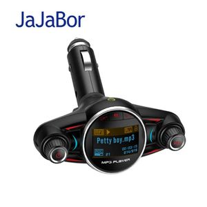 Jajabor sem fio transmissor fm bluetooth carro kit handsfree aux áudio mp3 player modulador fm suporte tf cartão u disco reprodução