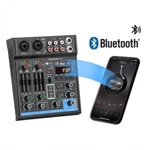 Mixer M4 4 Channel Audio Mixer Bluetooth Mini Sound Card Audio DJ 16 Digitala effekter Buller USB -inspelningsreduktionskonsol för sång