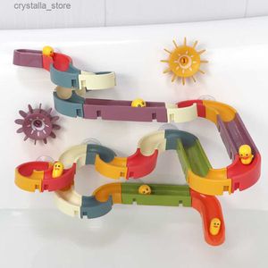 Baby Bath Toys DIY Marble Race Run Assembling Track Bathroom Bathtub Kids Play Water Toy Set Stacking Cups For Children Gifts L230518