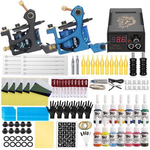 Tattoo Machine Complete Coils Tattoo Kit Liner Shader Machine Power Supply Inks Pigment with Tattoo Needles Accessories for Tattoo Beginner Set 230630