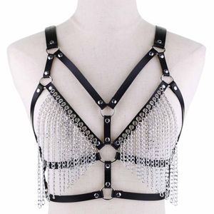 Altri accessori di moda Imbracatura a catena in pelle Reggiseno a catena per il corpo Goth punk Catena sexy Top Donna Gioielli per il corpo Festival estivo Moda rave outfit 230701