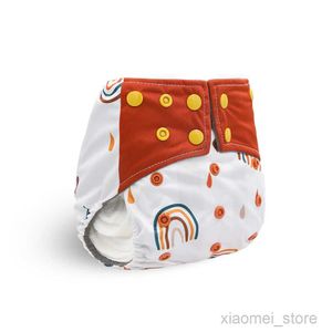 Tygblöjor Fashion Rainbow Pattern Baby Bamboo Charcoal Cloth Diaper With Pocket Fit 3-15 kg Waterproof JusterableHKD230701