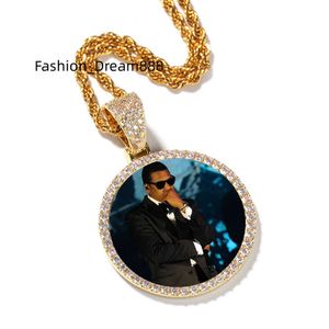 24Inch Custom photo pendant copper with VVS zirconia solid DIY creative photo necklace