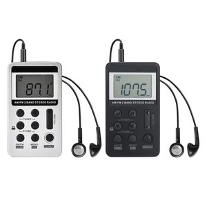 Radio Universal Portable Dual Band Stereo AM/FM Pocket Radio Hög känslighet Digital Display Mini Radiomottagare med HIFI -hörlurar