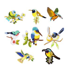 8 PCS Bird and Flower Embroidered Accessories Patch for Clothing Ironing on Transfer Patch Applique for Clothes Glue Embroidery Ba193r