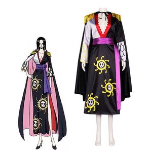 Boa Hancock Cosplay Costume Black tops and skirt Black Cloak Halloween Outfit