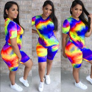 Kvinnors träningsdräkter Två stycken Set Women 2 Piece Set Women Outfits Home Clothes 2 Pieces Set T Shirts Shorts O-Neck Print Sexig grossist 230630