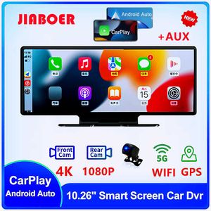 DVR'ler 4K 38402160P 1026 İnç Araba Dvr'ı Kablosuz Carplay Android Otomatik Çift Lens WiFi APP Çizgi Kam GPS FM Döngü Kayıt Video KaydediciHKD230701