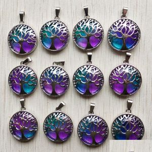 Charms Fashion Colorfl Glass Alloy Tree Of Life Pendants For Jewelry Diy Necklace Accessories Marking Wholesale Drop Delivery Findin Dhweq