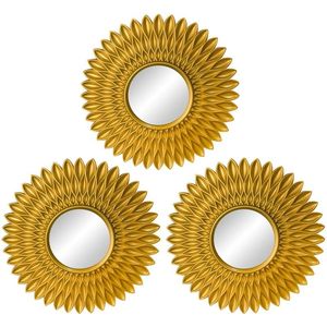 Espelhos dourados para decoração de parede, conjunto de 3 ornamentos suspensos, artesanato, suprimentos para casa, quarto, banheiro, pequeno, redondo, dropshipping