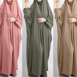 Eid z kapturem muzułmańskie kobiety hidżab sukienka modlitewna odzież Jilbab Abaya Long Khimar Pełna okładka Ramadan Suknia Abayas Islamskie ubrania etniczne 301f