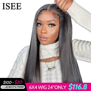 Synthetic Wigs Wear Go Glueless Wig ISEE HAIR Malaysian Straight 6x4 HD Lace Closure Human Hair Ready To Pre Cut plucked 230630
