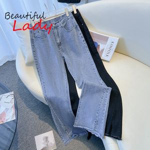 2xl-7xl stor storlek flare jeans kvinnor hög midja baggy jeans för kvinnors svarta mamma jeans klockbotten denim byxor