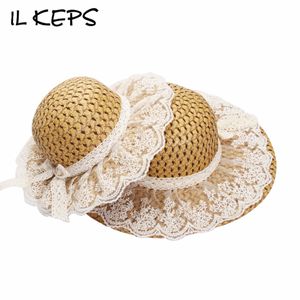 IL KEPS Kvinnor Lace Straw Hat Girl Baby Straw Bucket Hat Sunscreen Fisherman Hat Outdoor French Style strandhatt CM015