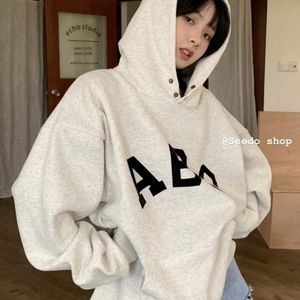 Felpe con cappuccio da donna Felpe Felpa con cappuccio vintage Streetwear Grigio chiaro Felpa con cappuccio oversize a maniche lunghe verde scuro Felpe con cappuccio in pile di cotone caldo invernale Donna 230630