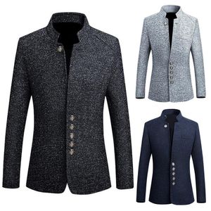 Men's Suits Blazers Men Solid Color Long Sleeve Stand Collar Singlebreasted Plus Size Slim Blazer 230630