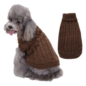 Товары для собак, одежда для собак, однотонная витая водолазка, свитер для собак, зима, оптовая продажа