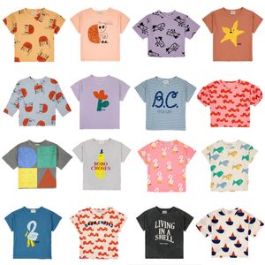 Комплекты одежды 2023 Bobo Summer Kids Girls Boys T shirts Cartoon Toddler Baby Футболка с коротким рукавом Дизайнерская одежда Хлопковые футболки с принтом 230630