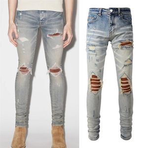 Jeans in denim elasticizzato taglia grande 38 Denim da uomo con gamba slim fit afflitta222n