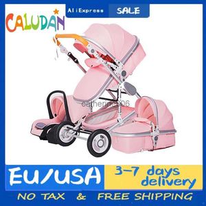 Carrinho de bebê de alta paisagem 3 em 1 com assento de carro rosa carrinho de viagem de luxo carrinho de bebê e carrinho de bebê carrinho de passeio L230625