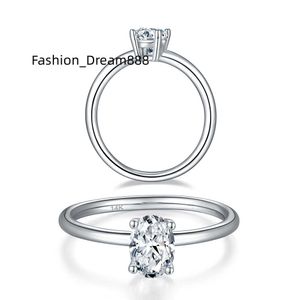 RINNTIN GR07 İnce Bant 14K 18K Katı Altın Boyut 4-11 D Renk VVS 1.0ct Oval Solitaire Moissanite Nişan Yüzüğü