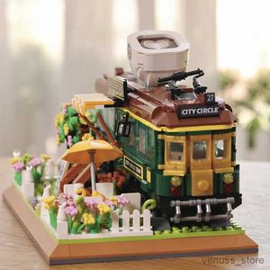 Block mini City Corner Streetview Train Coffee House Model Micro Building Block Creative Expert Artistic Toys Gift Kids Friends R230701