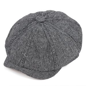 2019 neue Retro Newsboy Caps Männer Achteckige Hüte Schwarz Britischen Maler Hüte Herbst Winter Baskenmützen Fischgräten Flache Kappen