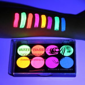 Borstar Magikos UV Glöd i Dark Face Body Paint Makeup Palette Vattenbaserad målning för klubb Halloween med konstborste