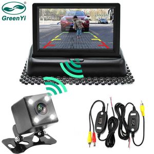 Carro dvr GreenYi Wifi Câmera de visão traseira sem fio Veículo dobrável Sistema de vídeo dobrável Monitor de estacionamento com câmera reversaHKD230701