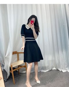 Basic & Casual Dresse The New s-andro bubble sleeved hollowed out doll neck knitted Nanyou high-end dress