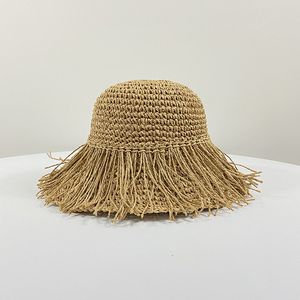 NOVITÀ Cappelli da sole in paglia da donna fatti a mano Grandi gilrs a tesa larga Tassel di alta qualità Doppio strato con bordo grezzo in filo di acciaio che modella il tappo della benna