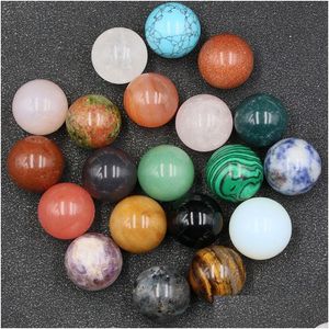 Stone 20mm Reiki Healing Chakra Natural Crystal Ball Bead Palm Craft Quartz Mineral Crystals Tumbled Gemstones Handbit Heminredning Dhlux