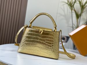 Women Designer Shoulder Bags Jindian Luxury Tote Crocodile-Embossed Bright Leather Party Bag Fashion Versatile High-Quality Daily Storage Cosmetic Totes