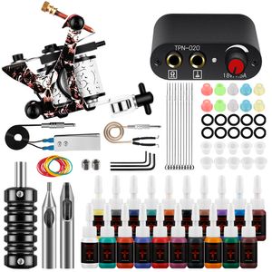 Tatueringsmaskin Tatueringssats Tatueringsmaskiner Gun With Ink Power Supply Tattoo Grips Body Art Tools Complete Tattoo Set Accessories Supplies 230630