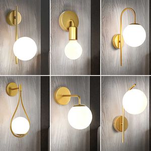 Lâmpadas led bola de vidro voltagem 110 v 220 v preto/dourado estofamento luz para sala de estar quarto corredor escada parede luzhkd230701