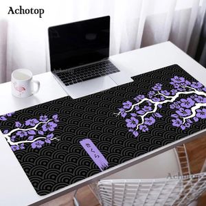 Restar japansk konst Sakura Mouse Pad Black Mousepad Pink Mouse Mat Gamer Carpet Office Table Mats Company Gummi Desk Mat 90x40cm XXL