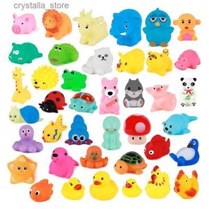 10Pcs/Set Cute Baby Bath Toys Wash Play Animals Soft Rubber Float Sqeeze Sound toys for baby GYH L230518