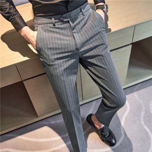 Men's Pants Thickened British Style Striped Stretch Suit Spring Fall Slim Casual Business Social Party Dress Trousers 230630