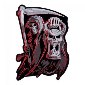 Nedräkning till döden Grim Reaper Hourglass Patch Reaper Skull broderad järn på lappar 9 12 75 tum 1854