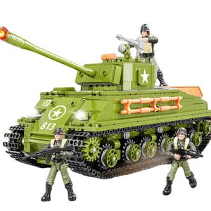 Bloki 2023 Nowa wojna światowa II Wojskowa Seria M4 Sherman Medium Tank Collection Ornament Bloks Building Bricks Diftshkd230701