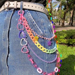 Gürtel Hosen Kette Punk Hip Hop Schlüsselbund Taille Kette Auto Jeans Hosen Straße Schmuck Doppel Kette Männer Frauen Zubehör 230630