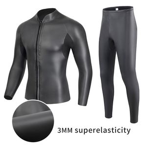 Wetsuits Drysuits 3MM CR Neoprene Wetsuit Men Top Suit Glue Bonding High Elastic Surfing Winter Swim Snorkeling Quick drying UV Protection 230701
